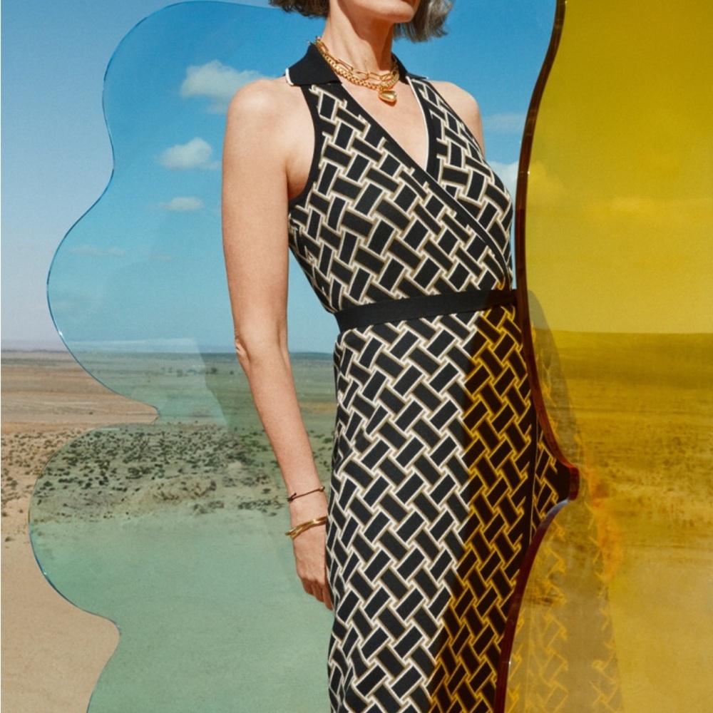 Diane Von Furstenberg x Target Geometric Wrap Knit Dress XS Black Quiet Luxury - Picture 5 of 6